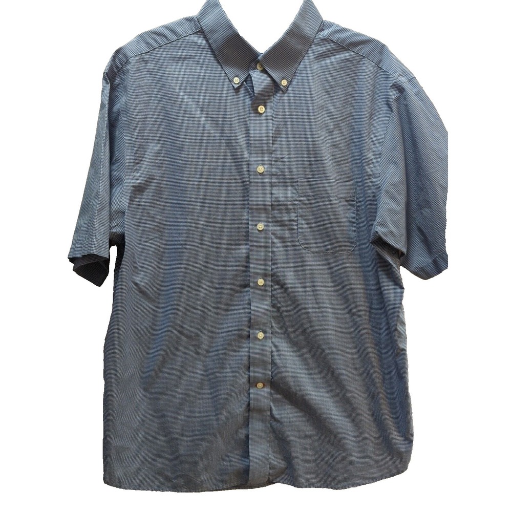 Daniel Cremieux Signature XL button front shirt blue checked white short sleeve